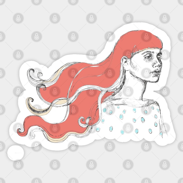 Girl With Red Hair Sticker by FanitsaArt